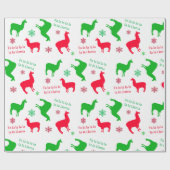 クリスマスラマスと雪片レッドとグリーン ラッピングペーパー (フラット)