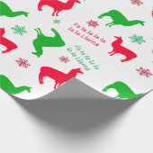 クリスマスラマスと雪片レッドとグリーン ラッピングペーパー (角)