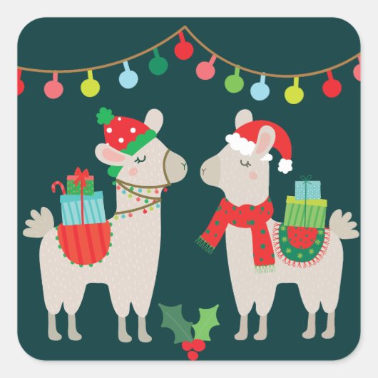 クリスマスラマス スクエアシール (正面)