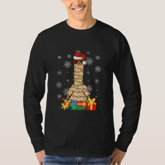 クリスマスラマツリーライトズラマサンタハットクリスマス Tシャツ
