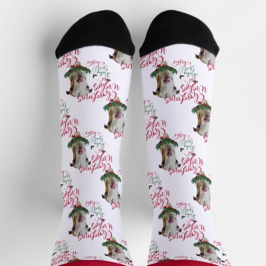 クリスマスラマンチャベビーヤギの願い ソックス (上部)