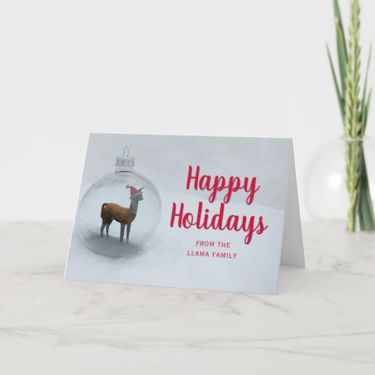 クリスマスラマ冬の雪の非写真 シーズンカード (正面)