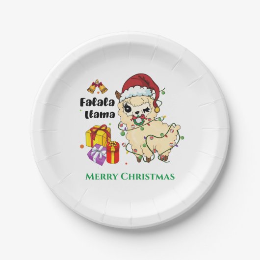 クリスマスラマ紙皿 ペーパープレート (正面)