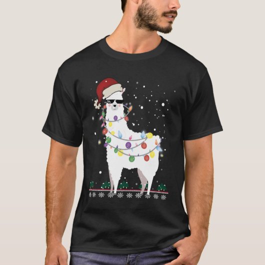 クリスマスラマ – アルパカクリスマスツリークラシックT- Tシャツ (正面)