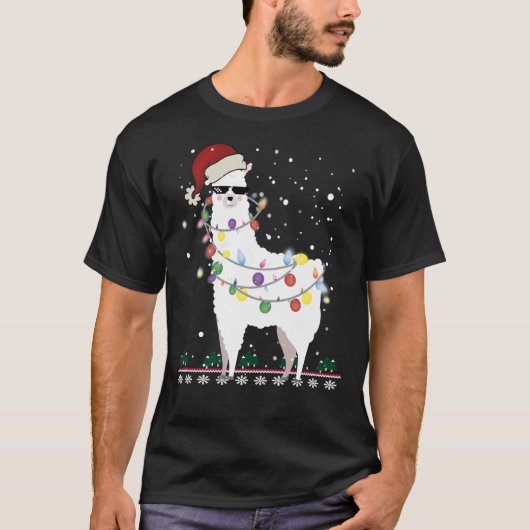 クリスマスラマ – アルパカクリスマスツリークラシックT- Tシャツ (正面)