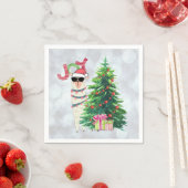 クリスマスラマ |ジョイタイポグラフィ |シルバー《写真》ぼけ味 スタンダードカクテルナプキン (インサイチュ)