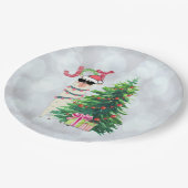 クリスマスラマ |ジョイタイポグラフィ |シルバー《写真》ぼけ味 ペーパープレート (アングル)