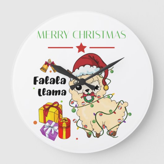 クリスマスラマ 大きい時計 ラージ壁時計 (正面)