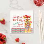 クリスマスラララララマレッド スタンダードカクテルナプキン (インサイチュ)