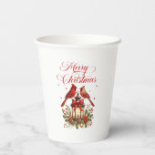 クリスマスランタンの上の水彩カーディナルバード 紙コップ (裏面)
