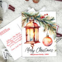 クリスマスランタンパインブランチとホリーベリー