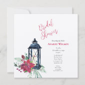 クリスマスランタンポインセティアエバーグリーン招待状 招待状 (正面)