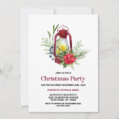 クリスマスランタンレッドポインセチアパーティー 招待状 (正面)