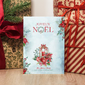 クリスマスランタン＆ポインセチアの花束 招待状