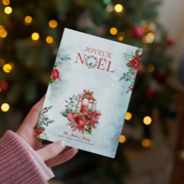 クリスマスランタン&ポインセティアブーケ招待状 招待状