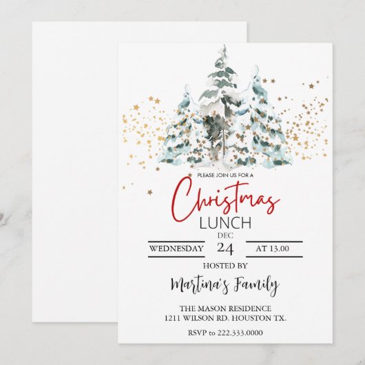 クリスマスランチの招待状 クリスマスブランチ 招待状 (正面/裏面)