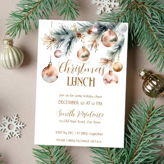 クリスマスランチパーティー雪ボホの水色 招待状