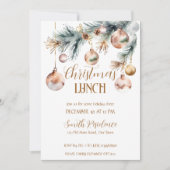 クリスマスランチパーティー雪ボホの水色 招待状 (正面)