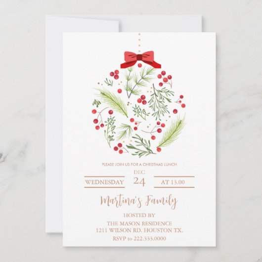 クリスマスランチ招待状クリスマスブランチ 招待状 (正面)