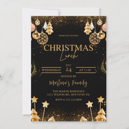 クリスマスランチ招待状ホリデーパーティー 招待状 (正面)