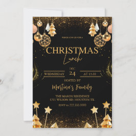 クリスマスランチ招待状ホリデーパーティー 招待状