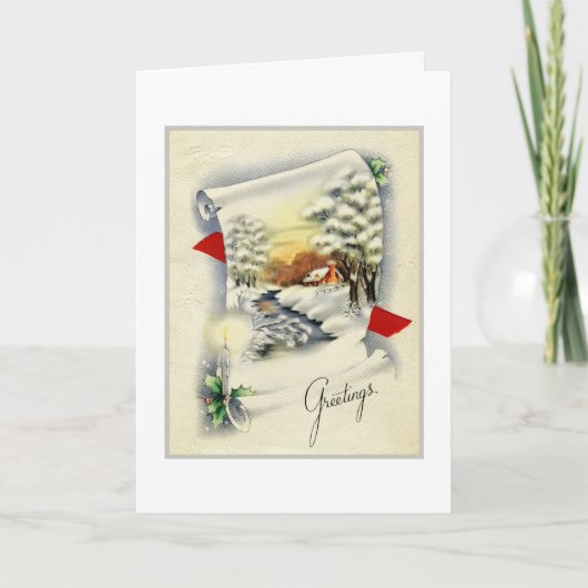 クリスマスランドスケープスクロールヴィンテージ シーズンカード (正面)