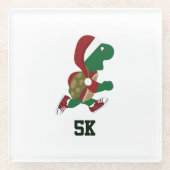 クリスマスランニングのウミガメ5K ガラスコースター (正面)