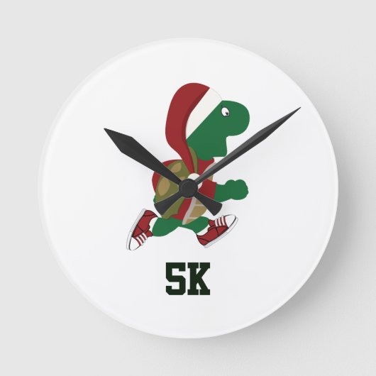 クリスマスランニングのウミガメ5K ラウンド壁時計 (正面)