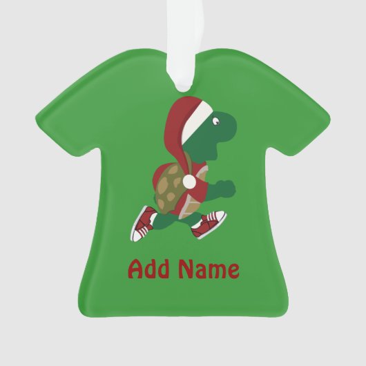 クリスマスランニングのカメ オーナメント (正面)