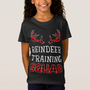 クリスマスランニングのチームのトナカイ訓練分隊レッド Tシャツ