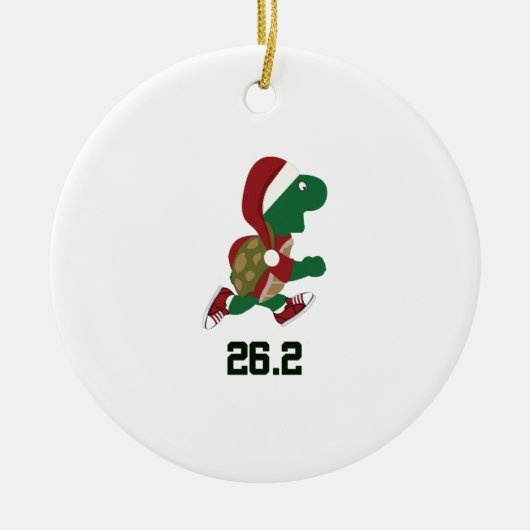 クリスマスランニングの亀26.2 セラミックオーナメント (正面)