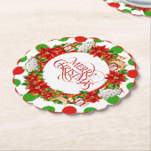 クリスマスラージ水玉模様パターン紙コースター ペーパーコースター (アングル)