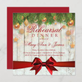 クリスマスリエレガントハーサルディナー金ゴールドデコール 招待状 (正面/裏面)