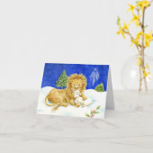 クリスマスリオンとラム空白のノートカード カード (黄色い花)