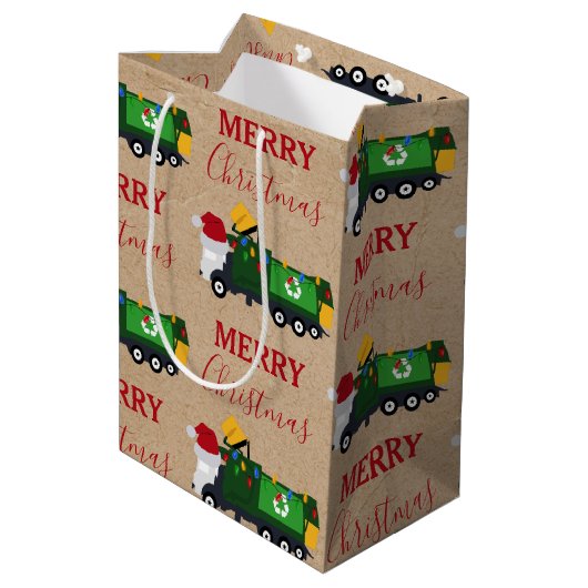 クリスマスリサイクルごみトラック大型抱き枕 ミディアムペーパーバッグ (裏面アングル)