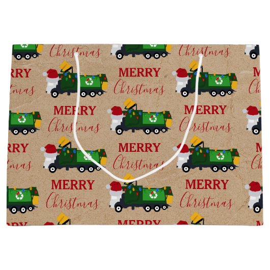 クリスマスリサイクルごみ車 ラージペーパーバッグ (正面)