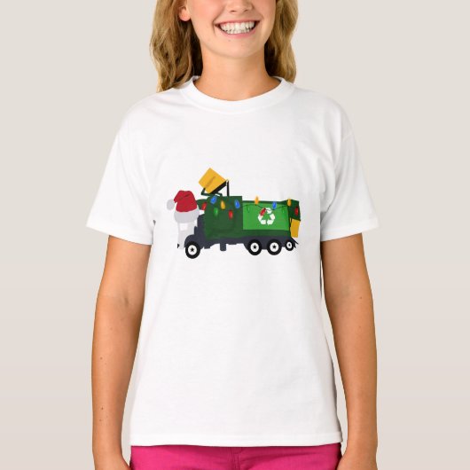 クリスマスリサイクルごみ車 Tシャツ (正面)