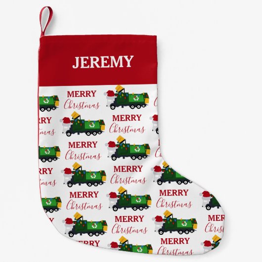 クリスマスリサイクル生ごみトラックカスタム スモールクリスマスストッキング (正面)
