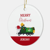 クリスマスリサイクル生ごみトラックカスタム セラミックオーナメント (左)