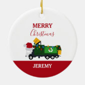 クリスマスリサイクル生ごみトラックカスタム セラミックオーナメント (裏面)