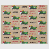 クリスマスリサイクル生ごみトラック名前をカスタムする ラッピングペーパー (フラット)