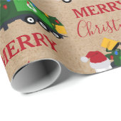 クリスマスリサイクル生ごみトラック名前をカスタムする ラッピングペーパー (ロールコーナー)