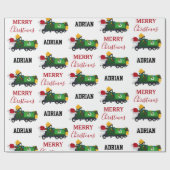 クリスマスリサイクル生ごみトラック名前をカスタムする ラッピングペーパー (フラット)