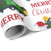 クリスマスリサイクル生ごみトラック名前をカスタムする ラッピングペーパー (ロールコーナー)