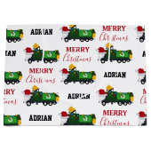 クリスマスリサイクル生ごみトラック名前をカスタムする ラージペーパーバッグ (正面)