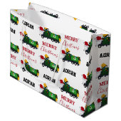 クリスマスリサイクル生ごみトラック名前をカスタムする ラージペーパーバッグ (正面アングル)