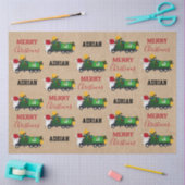 クリスマスリサイクル生ごみトラック名前をカスタムする 薄葉紙 (クラフト)