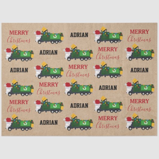 クリスマスリサイクル生ごみトラック名前をカスタムする 薄葉紙 (正面)