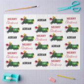 クリスマスリサイクル生ごみトラック名前をカスタムする 薄葉紙 (クラフト)