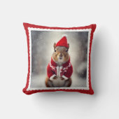 クリスマスリスかわいいサンタ冬の衣装 クッション (正面)